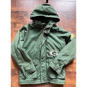 Vintage Green Bay Packers Mirage Retro Full Zip Big Pocket Jacket Kids Size L/14